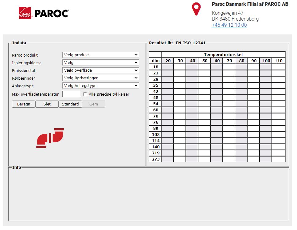 Calculation afte Danish DS452 Insulation Standard